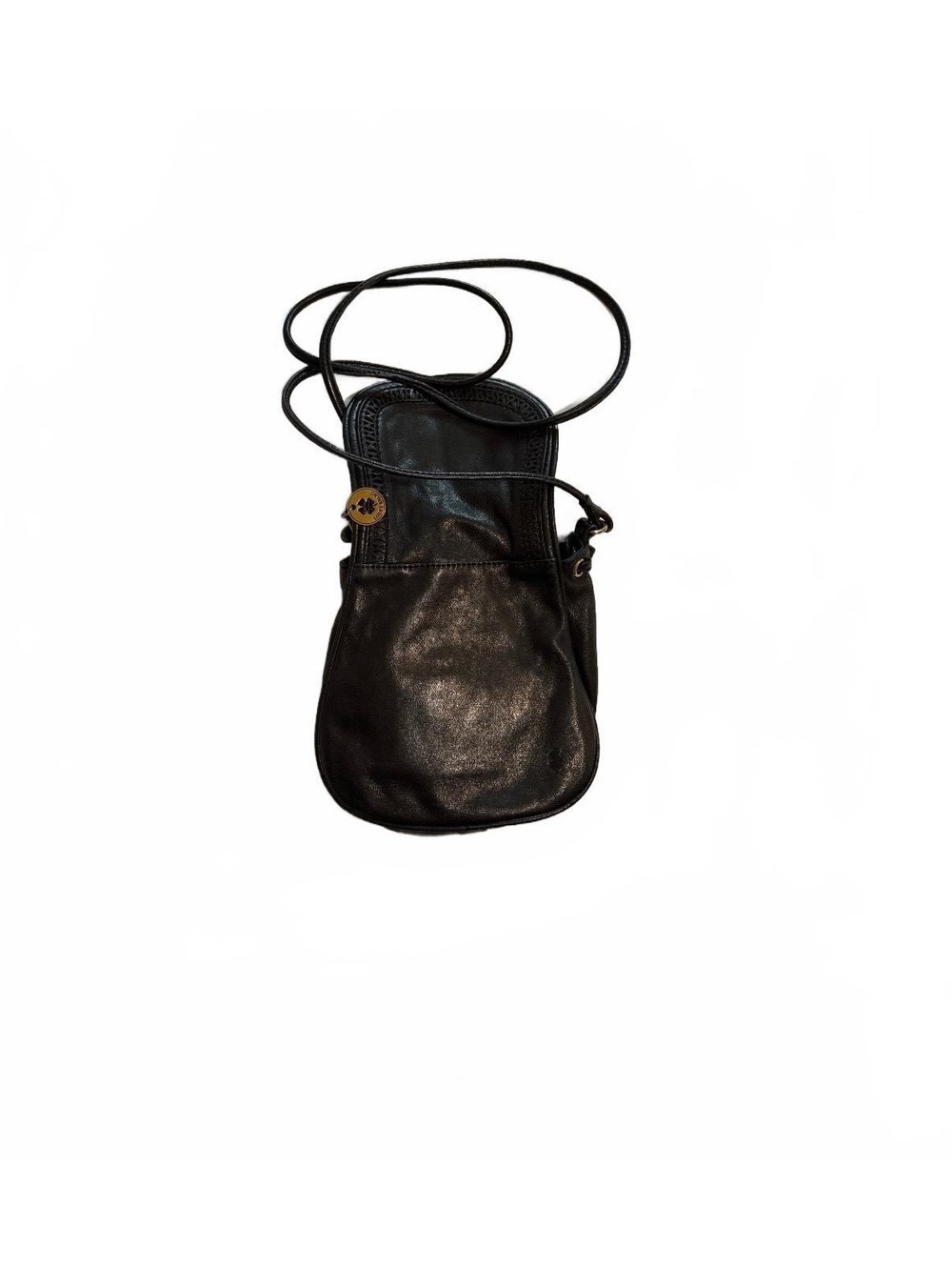 Lucky Brand Black Leather Drawstring Crossbody Bag Tassel Charm - Picture 2 of 9